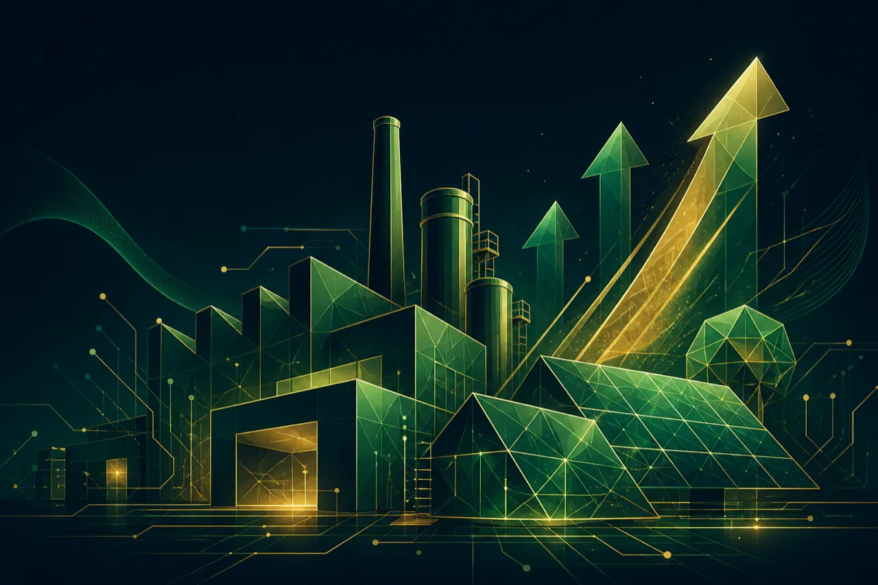 Illustrazione astratta Transizione 5.0 e efficienza energetica