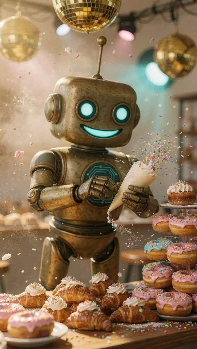 Glitch che decora dolci con la sac à poche